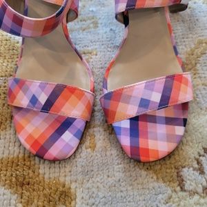 NWOT Ann Taylor Multicolor Plaid Heeled Sandals Size 9